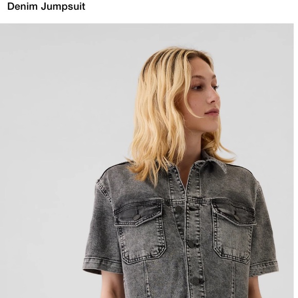 GAP ACID WASH JUMP SUIT DENIM GREY SIZE 2 - Picture 4 of 9